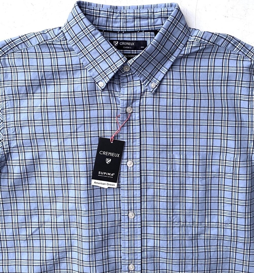 Daniel Cremieux Classics Shirt 100% Supima Cotton Short Sleeve Blue Large L
